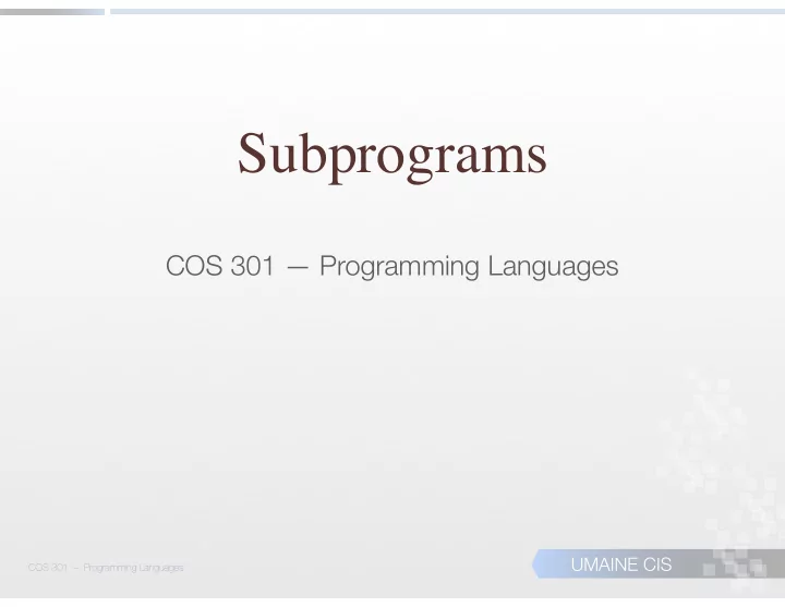subprograms