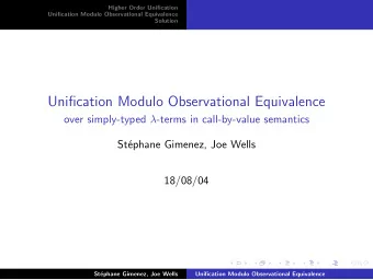 Unification Modulo Observational Equivalence over simply-typed  -terms in call-by-value semantics