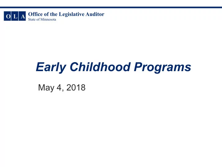 early childhood programs