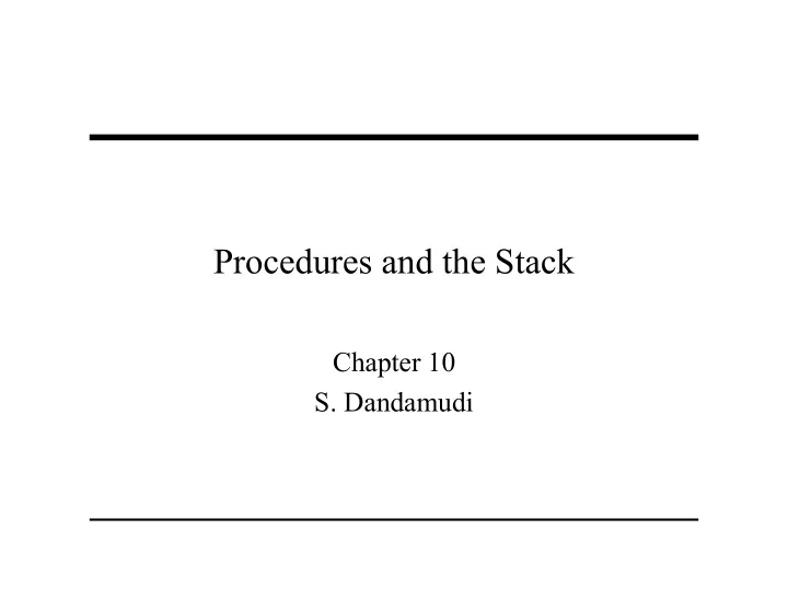 procedures and the stack