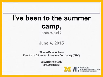 I've been to the summer  camp,  now what?  June 4, 2015  Sharon Broude Geva  Director of Advanced