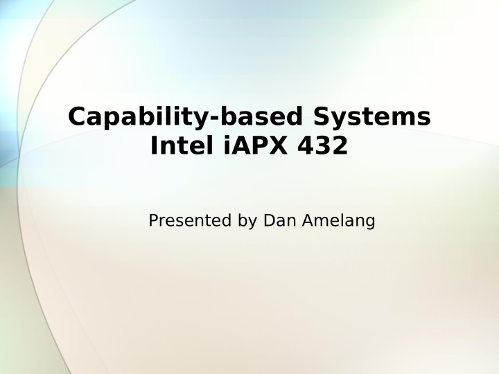 capability based systems intel iapx 432