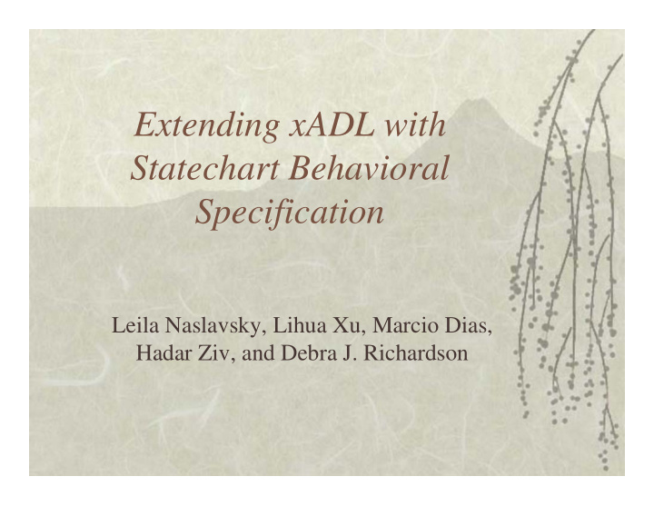 extending xadl with statechart behavioral specification