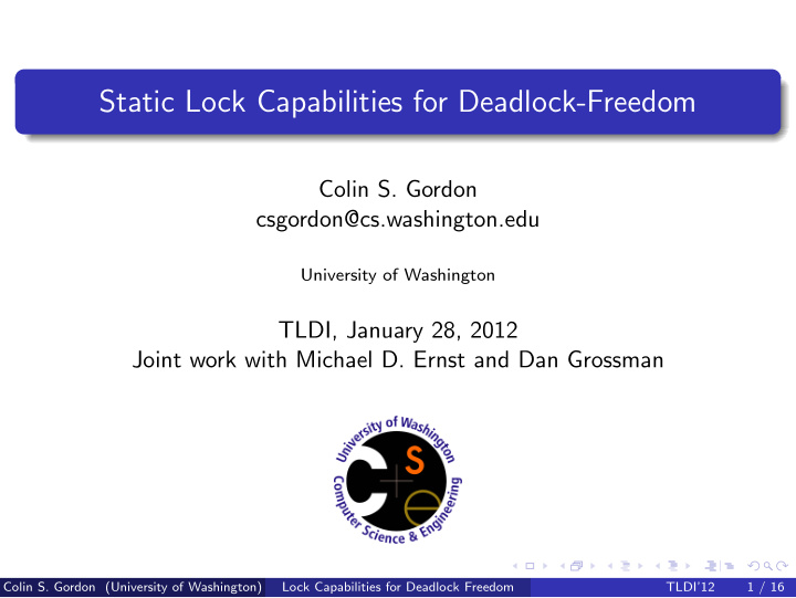 static lock capabilities for deadlock freedom