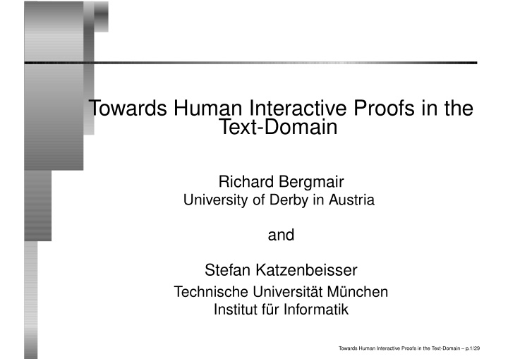 towards human interactive proofs in the text domain