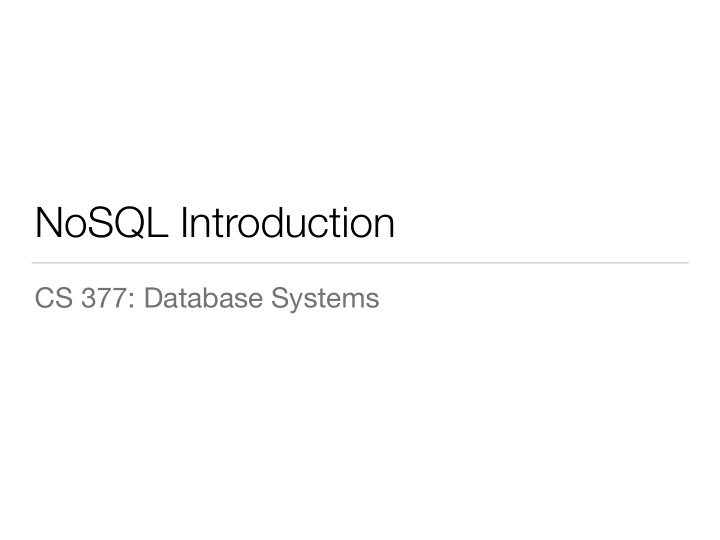 nosql introduction