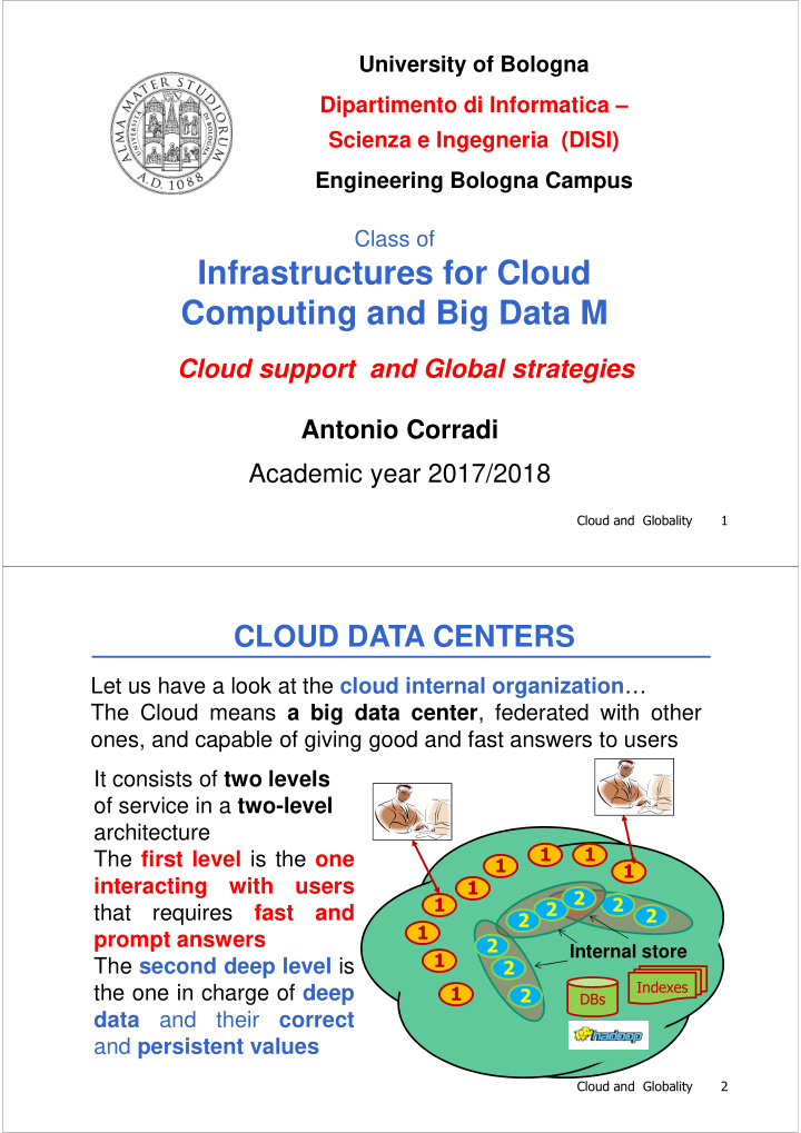 infrastructures for cloud computing and big data m