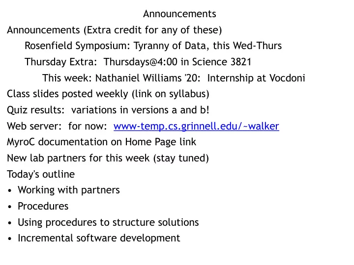 announcements announcements extra credit for any of these