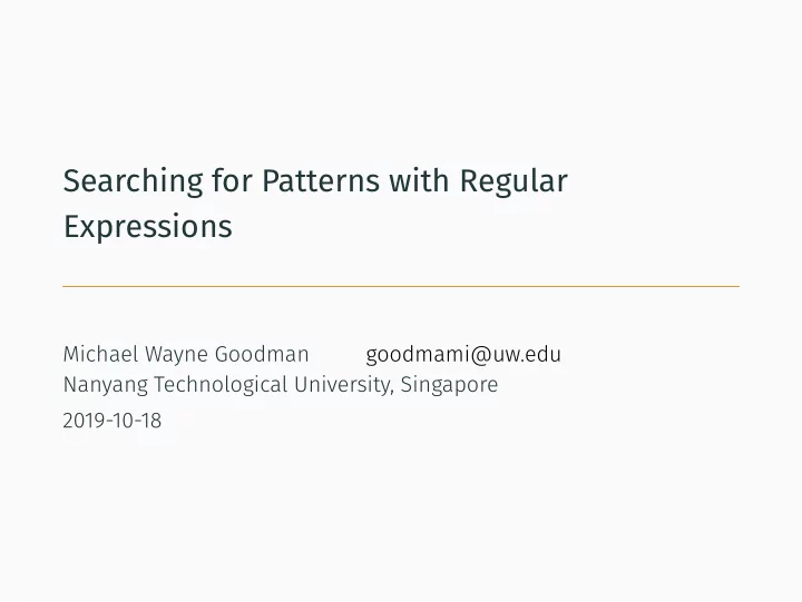 searching for patterns with regular expressions