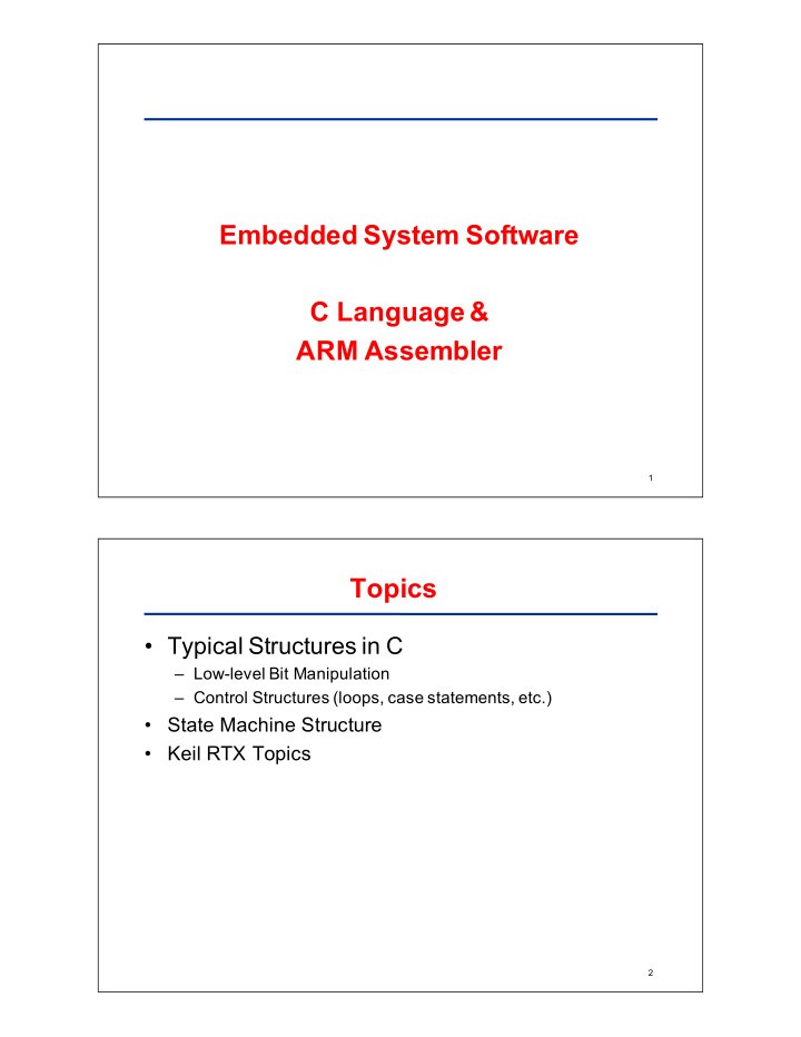 embedded system software c language arm assembler