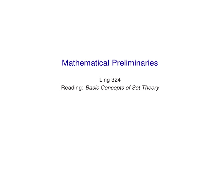 mathematical preliminaries