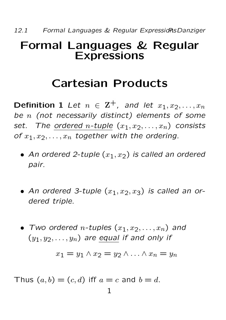 formal languages regular expressions cartesian products