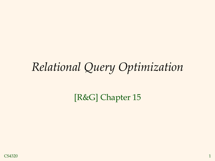 relational query optimization