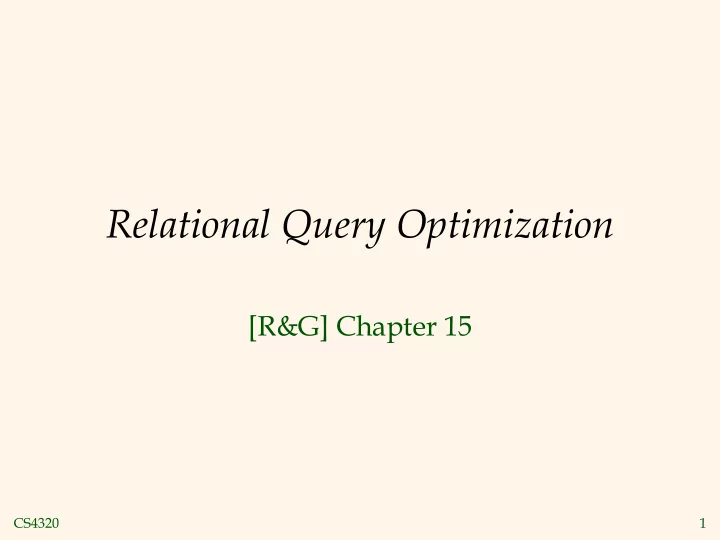 relational query optimization