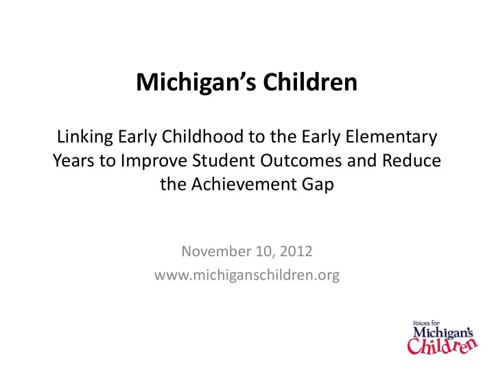 michigan s children