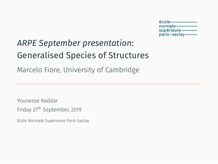 arpe september presentation generalised species of