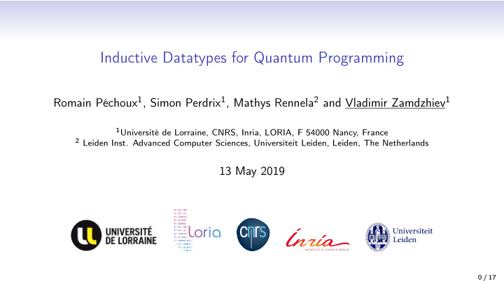inductive datatypes for quantum programming