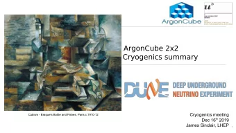 ArgonCube 2x2  Cryogenics summary  Cryogenics meeting  Cubism - Braques Bottle and Fishes, Paris