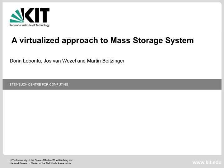 a virtualized approach to mass storage system
