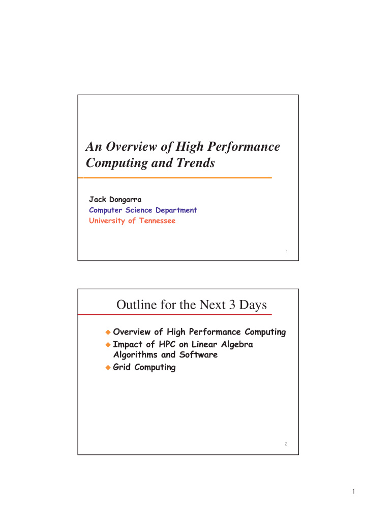 an overview of high performance computing and trends