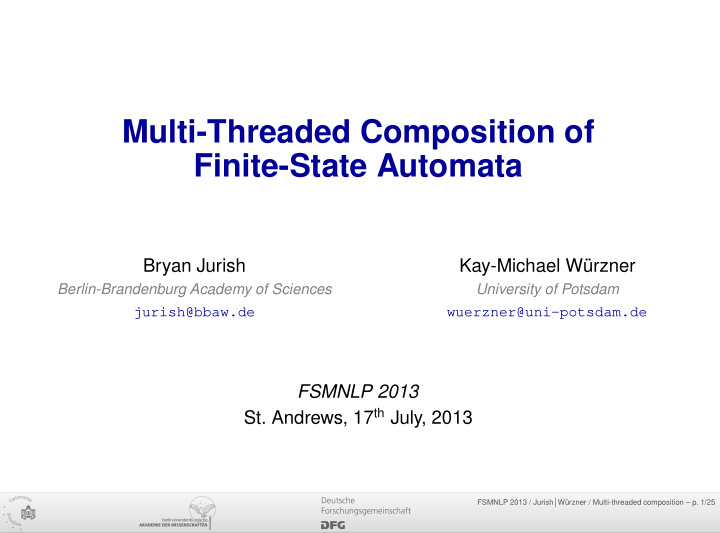 multi threaded composition of finite state automata