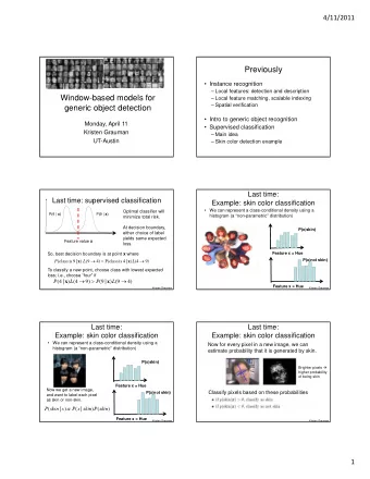 Previously   Instance recognition   Local features: detection and description  Window-based