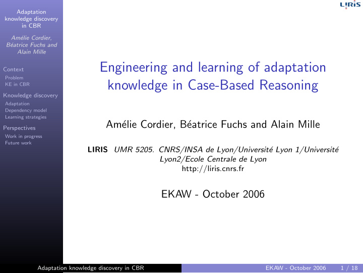 engineering and learning of adaptation
