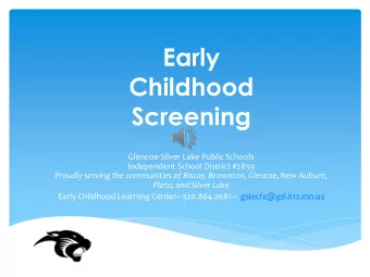Childhood  Screening  Glencoe-Silver Lake Public Schools  Independent School District #2859