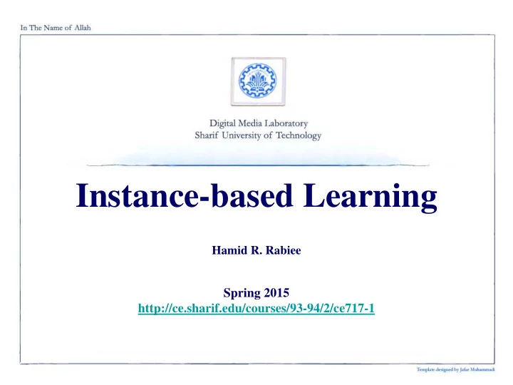 instance based learning