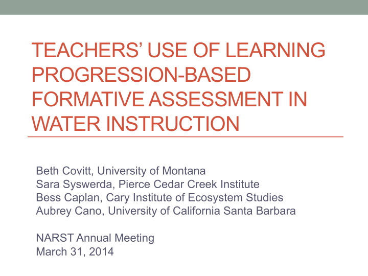 teachers use of learning progression based formative