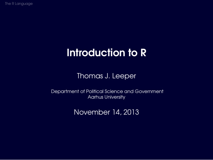 introduction to r