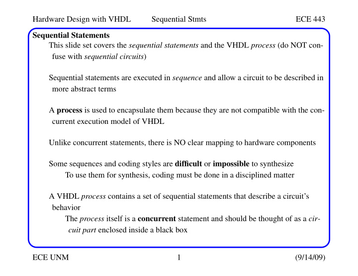 hardware design with vhdl sequential stmts ece 443