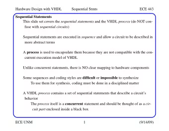 Hardware Design with VHDL  Sequential Stmts  ECE 443  Sequential Statements This slide set covers