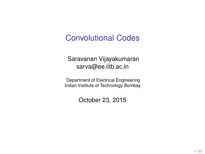 convolutional codes