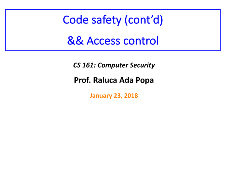 co code s e safety ty cont d acce ccess control