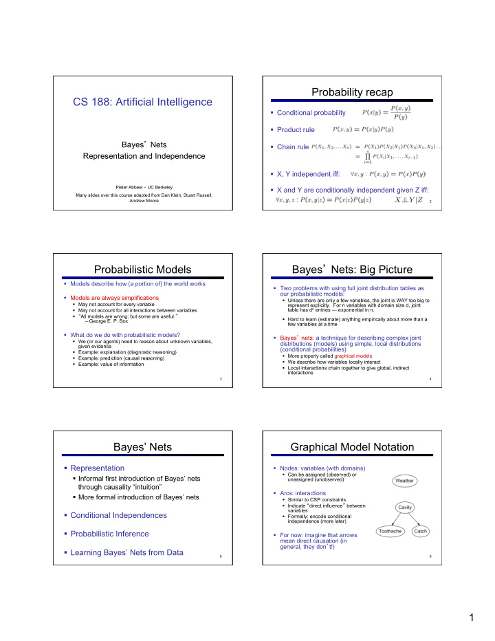probability recap cs 188 artificial intelligence