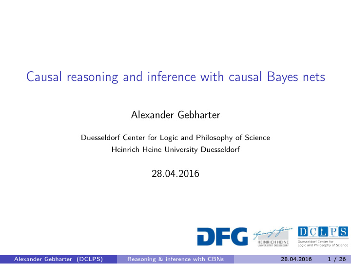 causal reasoning and inference with causal bayes nets