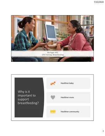 Why is it  important to  Healthier mom  support  breastfeeding?  Healthier community  1  7/10/2020