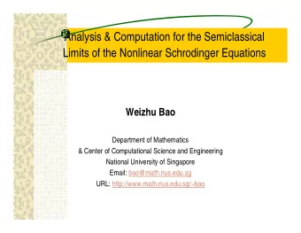 Analysis &amp; Computation for the Semiclassical  Limits of the Nonlinear Schrodinger Equations