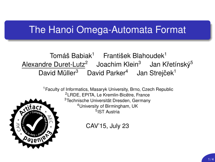 the hanoi omega automata format