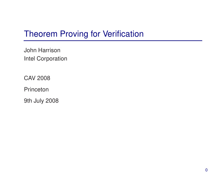 theorem proving for verification