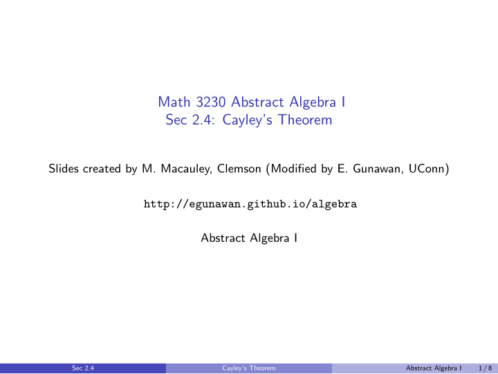 math 3230 abstract algebra i sec 2 4 cayley s theorem