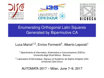 Enumerating Orthogonal Latin Squares  Generated by Bipermutive CA Luca Mariot 1 , 2 , Enrico