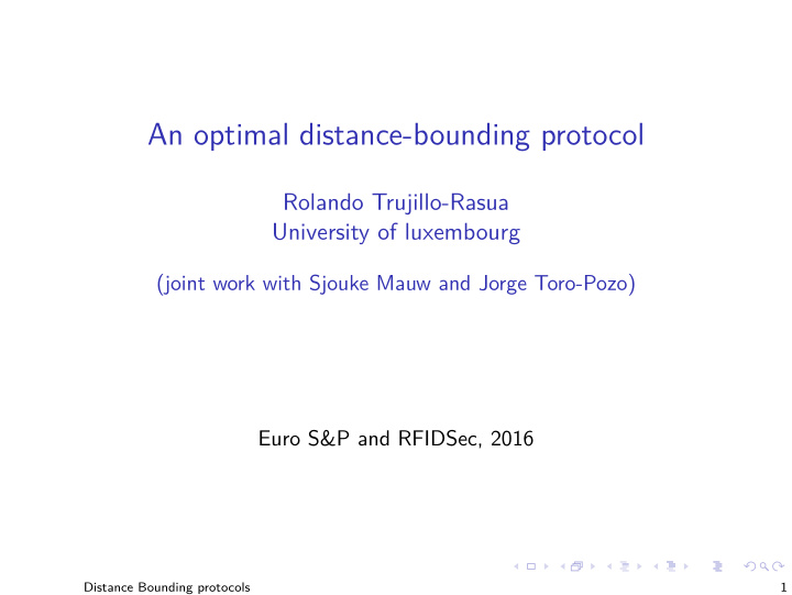 an optimal distance bounding protocol