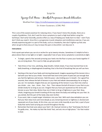 Squeeze Out Stress  Mindful Progressive Muscle Relaxation  Modified from