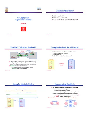 Deadlock Questions? ! What is a deadlock?  CSCI [4|6]730 ! What causes a deadlock?  Operating