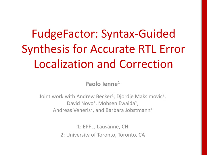 fudgefactor syntax guided synthesis for accurate rtl