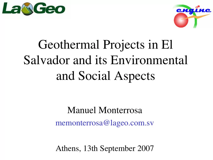 geothermal projects in el salvador and its environmental