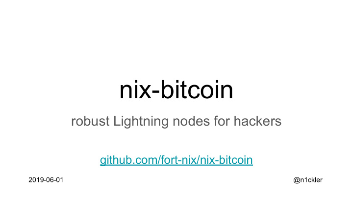 nix bitcoin