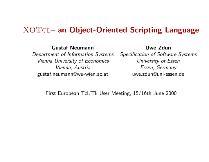 xotcl an object oriented scripting language